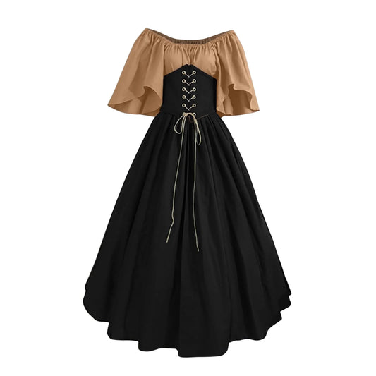 UPPADA Womens Renaissance Faire Dresses Medieval Irish Traditional plus Size Dresses Ruffle over Dress Corset Retro Cosplay Gown